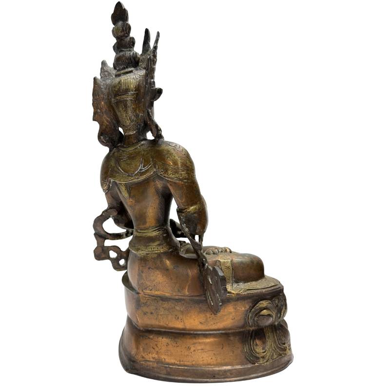 Antike Vajrasattva-Statue aus Bronze aus dem Himalaya mit natürlicher Patina