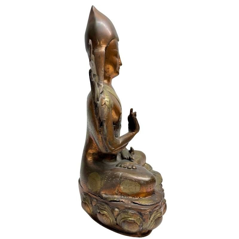 Antiker Tsongkhapa Lama aus der Himalaya-Tradition, gefertigt aus Bronze