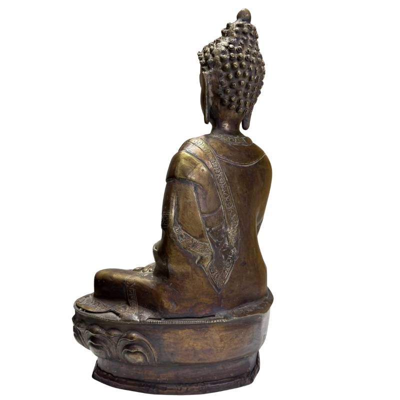 Antiker Medizinbuddha aus Bronze als zeitlose Statue für den Innenbereich