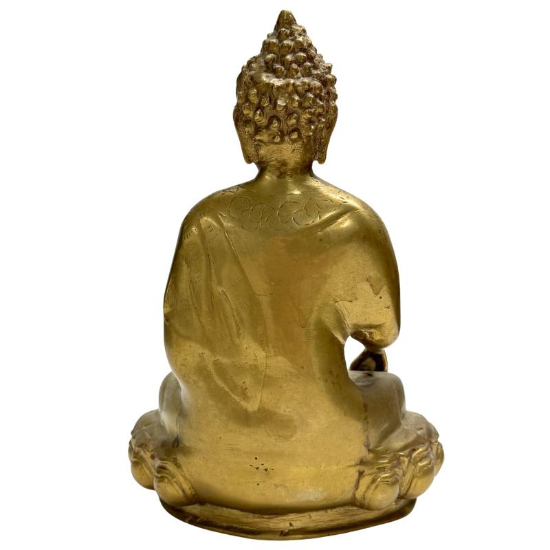 Handgravierte Buddha-Statue aus Bronze im Himalaya-Stil mit detaillierten Verzierungen.