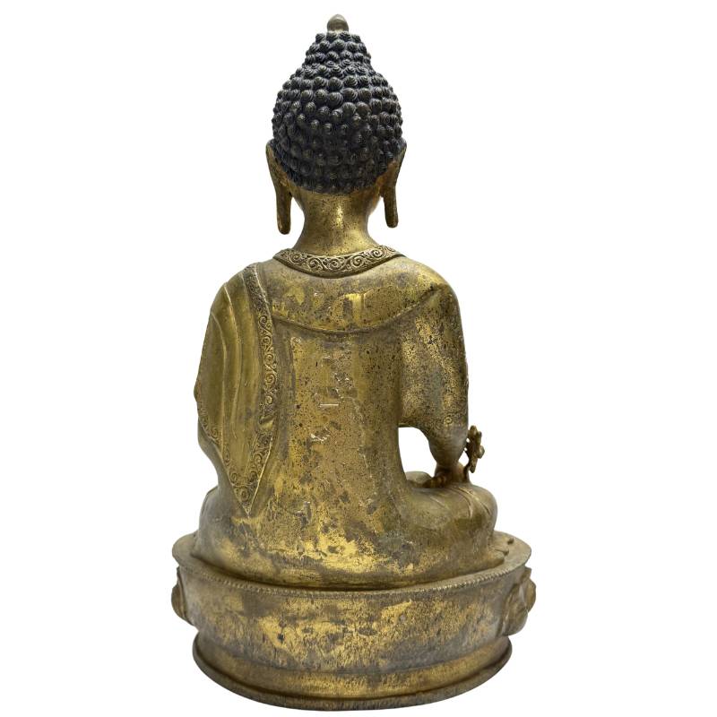 Feuervergoldete Buddha-Statue aus dem Himalaya, 33,5 cm hoch