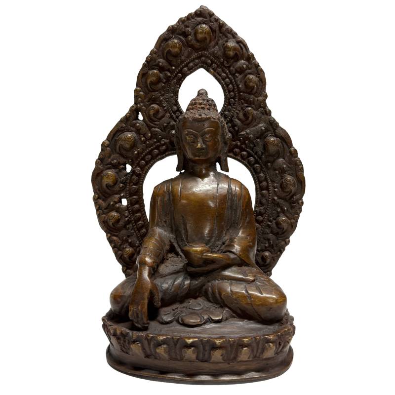 Himalaya-Bronze-Buddha-Paar mit Dhyana-Mudra auf traditionellem Lotussockel