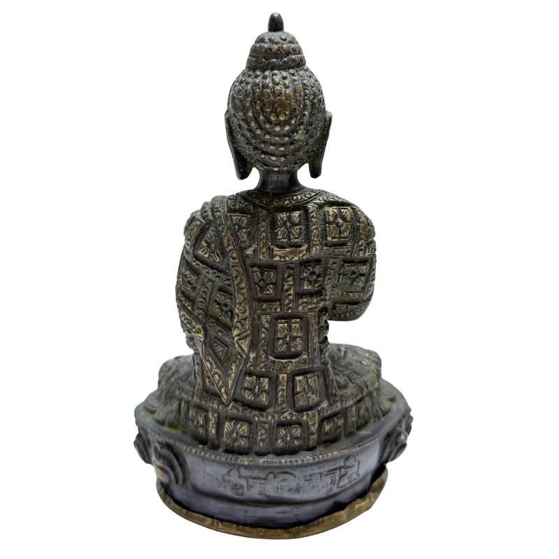 Himalaya-Bronze-Buddha-Set mit Abhaya-Mudra und Lotusbasis