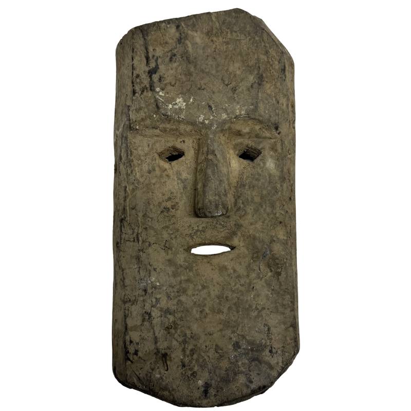 Himalaya-Holzmaske im tibetischen Stil, Volkskunst, gealterte Patina, handgeschnitzt