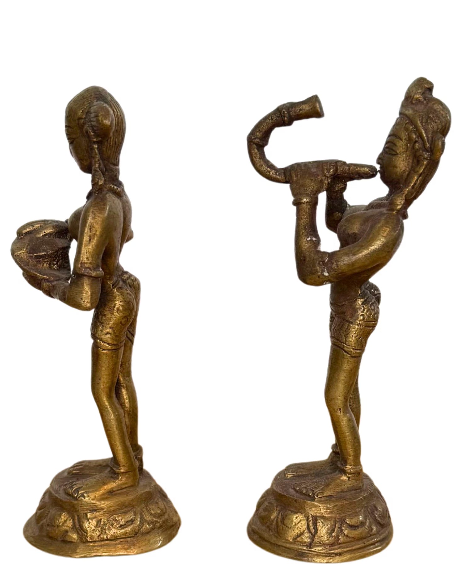 Hinduistische Figuren, vergoldete Bronze, Detail von Ritualfiguren