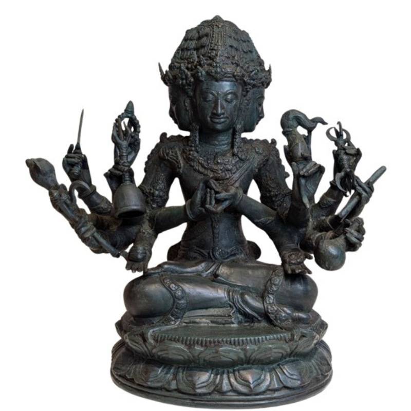 Hinduistische Brahma-Statue mit vier Gesichtern aus Indonesien