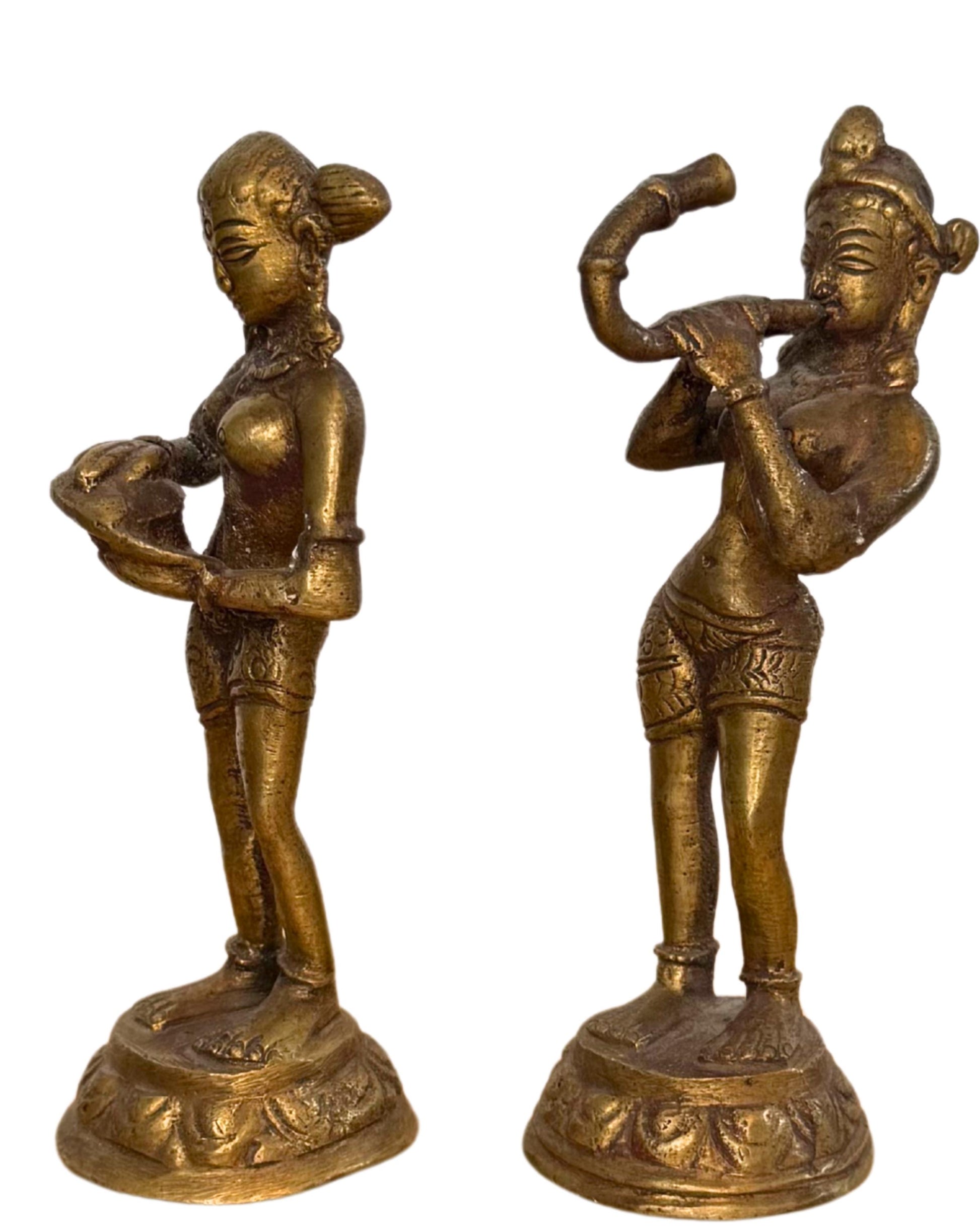 Set hinduistischer Bronzetänzerfiguren, dekorativ und anmutig