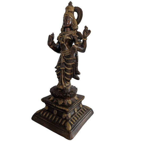 Hinduistische Lakshmi-Statue aus Bronze, Indien, Göttin des Glücks und Wohlstands