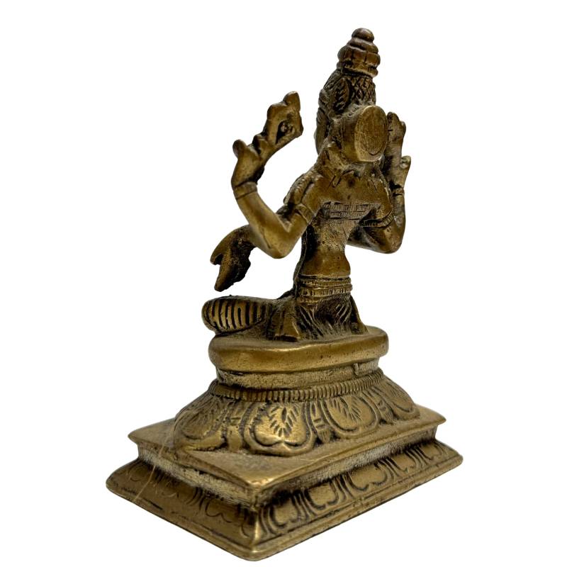 Bronzestatue der Lakshmi mit Lotusblumen in den Händen