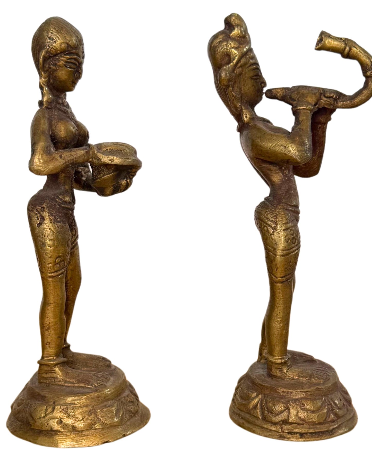 Hinduistische Ritualfiguren, Bronzepaar mit vergoldeter Oberfläche