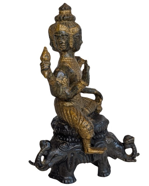 Hinduistische Brahma-Statue aus feuervergoldeter Bronze