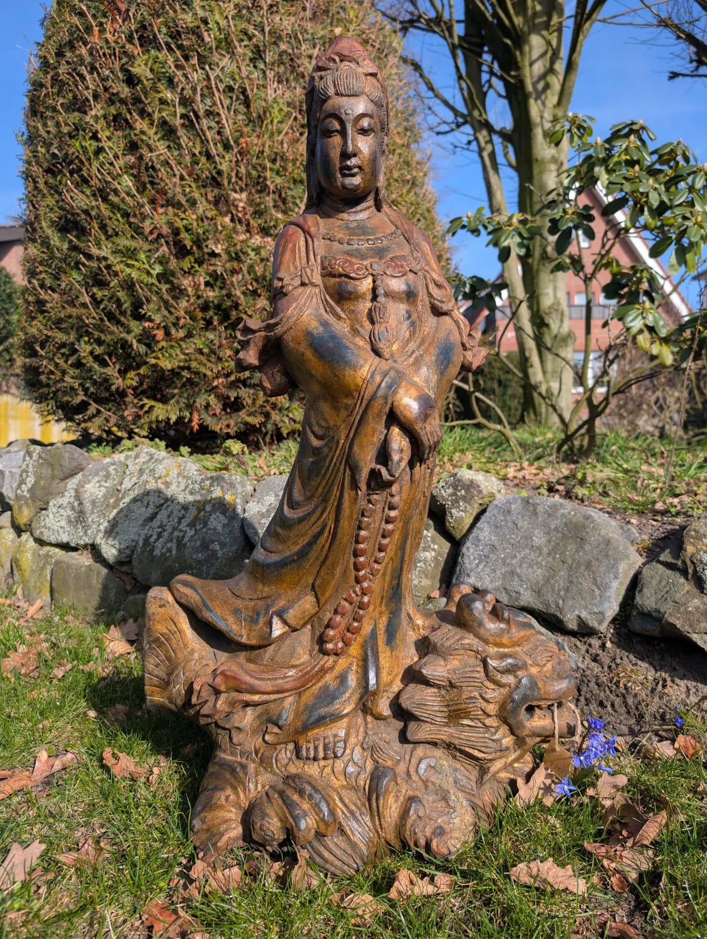 Historische Holzschnitzerei, Kwanyin-Drache, 7,6 kg, Sammlerstück