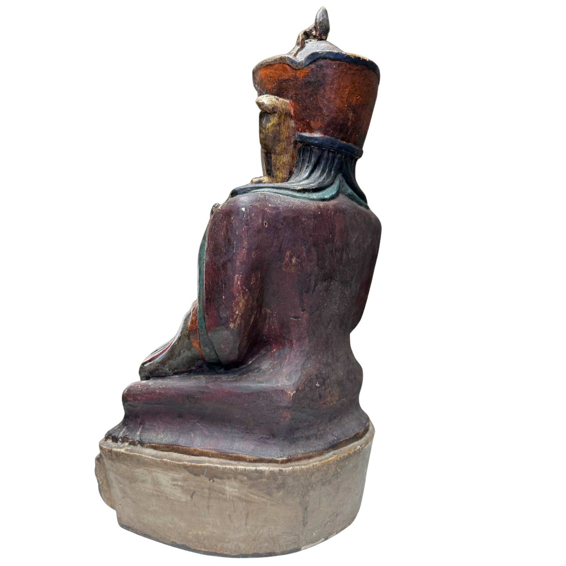 Historische, patinierte Karma Pakshi aus Holz, 2,3 kg, dehydriert