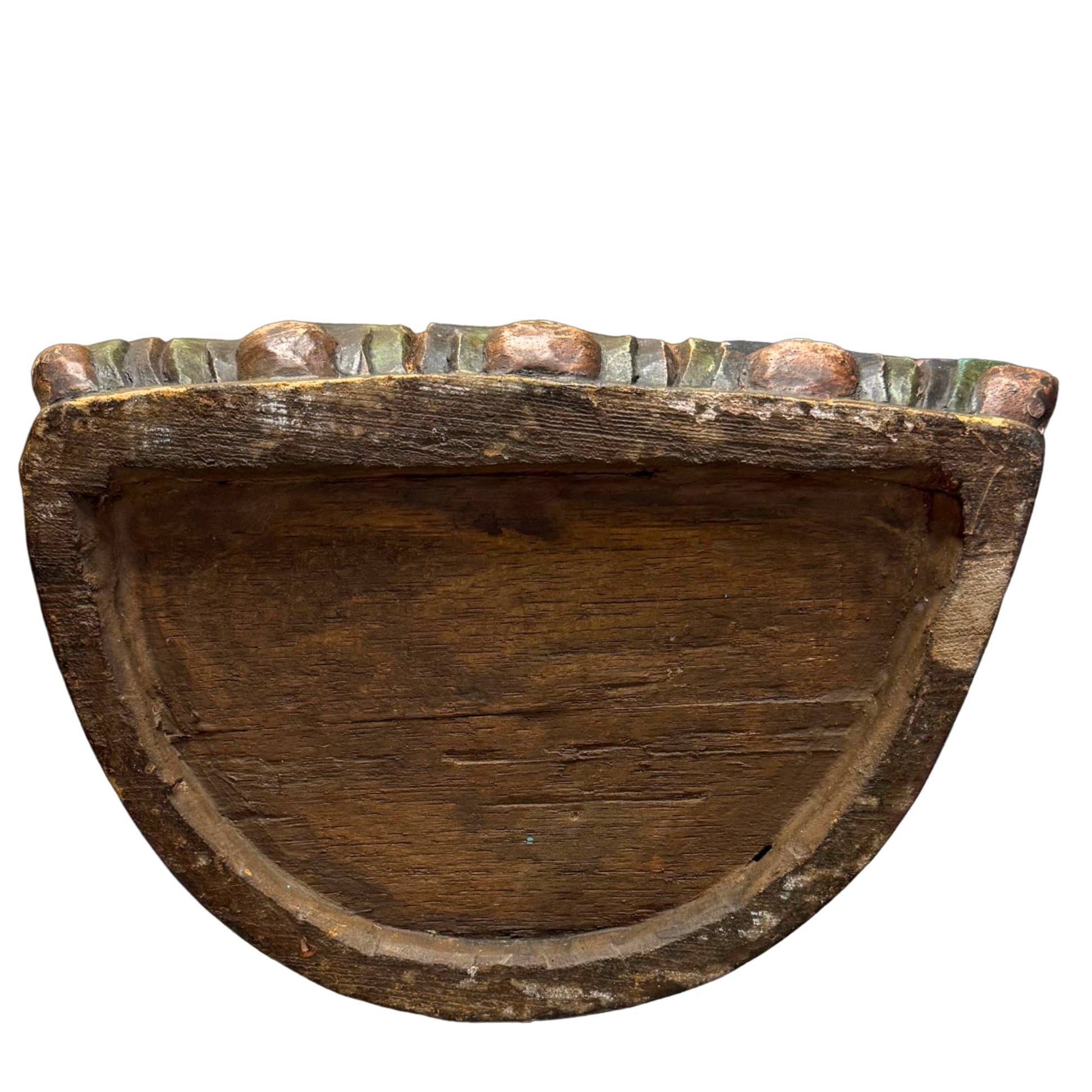 Historischer, patinierter Karma Pakshi aus Holz, 2,3 kg, Dehydrationsboden