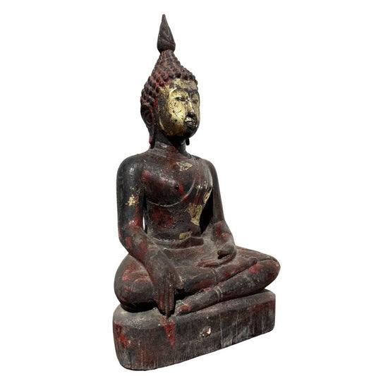 Burmesischer Buddha aus Holz aus dem späten 19. Jahrhundert.