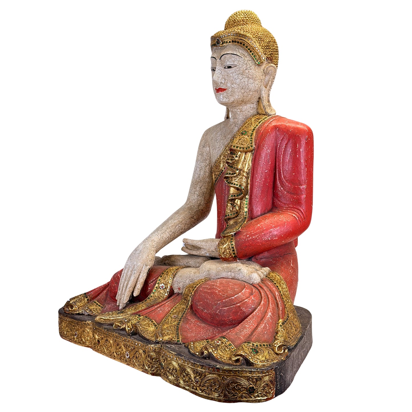 Handgemaakt houten Boeddhabeeld uit Birma Myanmar