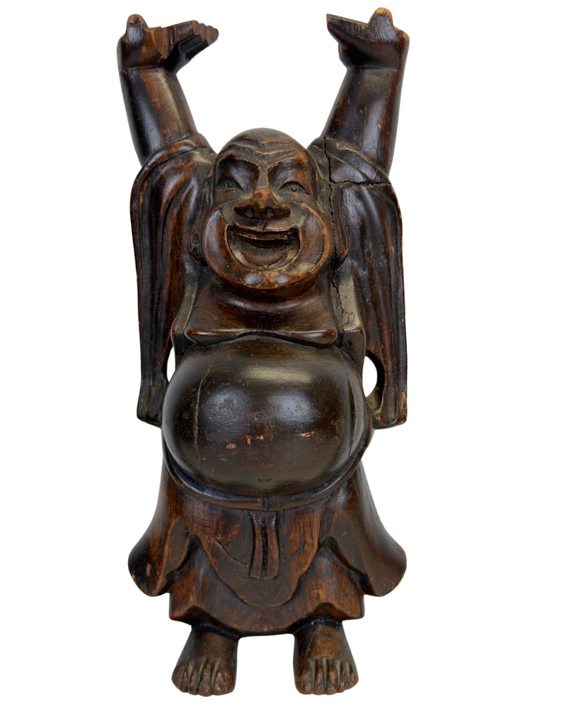Hölzerner Budai Lachender Buddha – Chinesische Diaspora / Südostasien