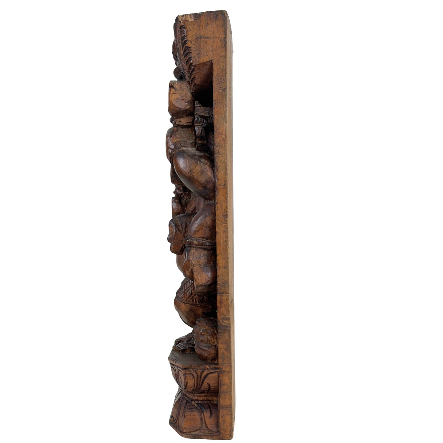 Ganesha-Figur aus Holz mit Krone und aufwendiger Verzierung