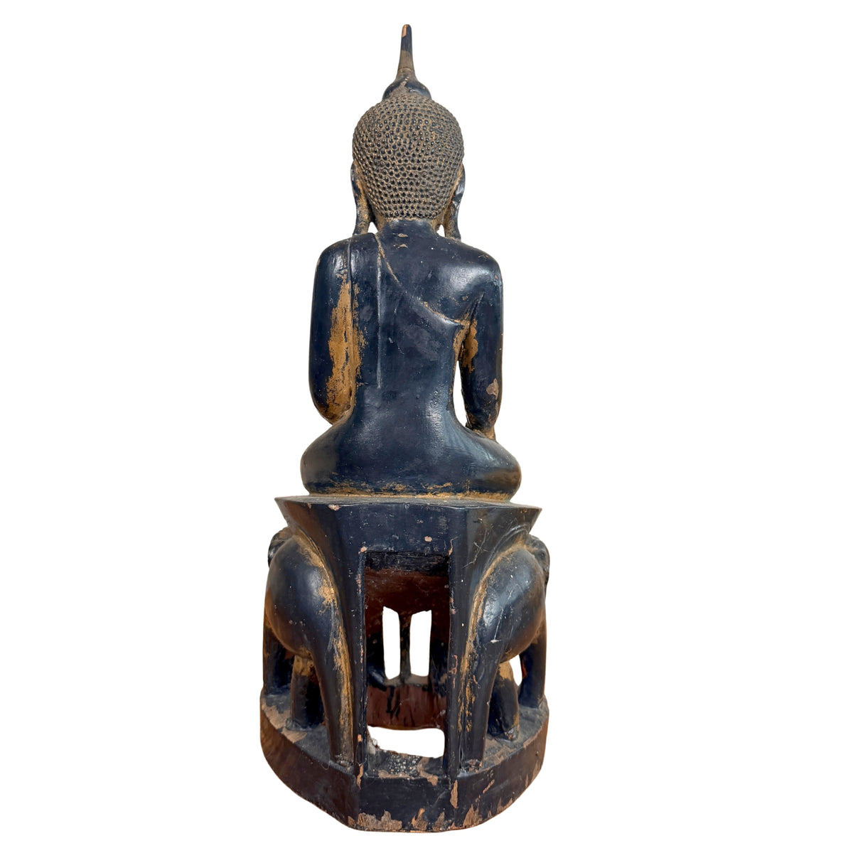 Rückansicht des Buddha auf dem Elefantenthron