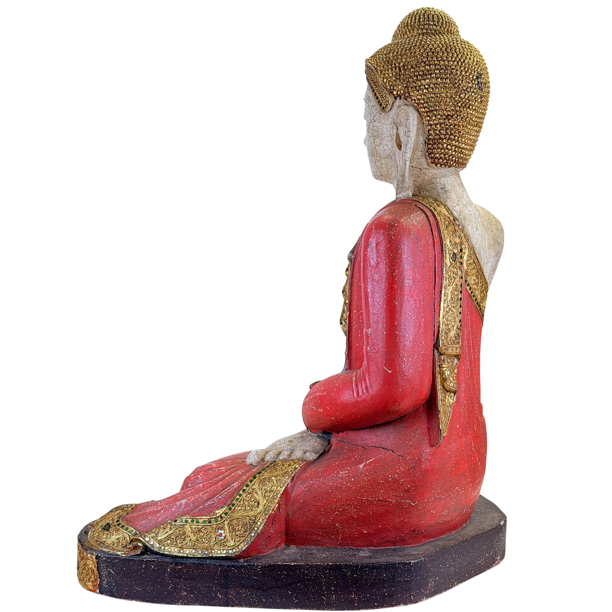 Grote houten Mandalay Boeddha van 87 cm hoog