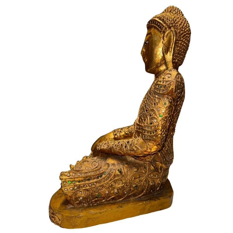 Mandalay-Buddha aus Holz, geeignet für Altar, Meditationsraum oder stilvolles Interieur