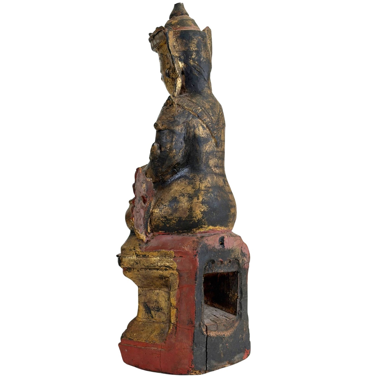 Tempelfigur aus Holz aus Myanmar im Shan-Stil