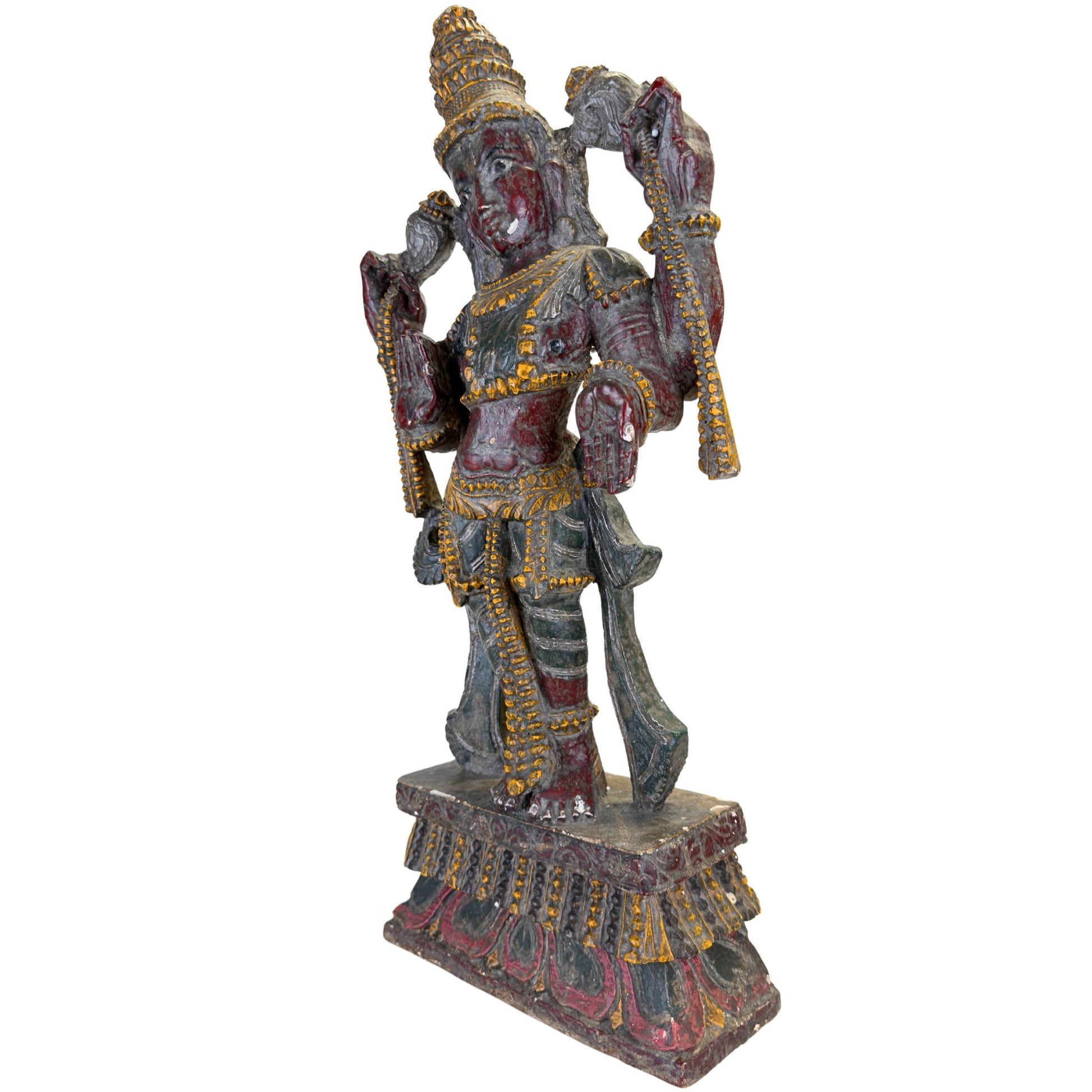 Kaufen Sie online eine antike Vishnu-Statue aus Holz (60 cm).