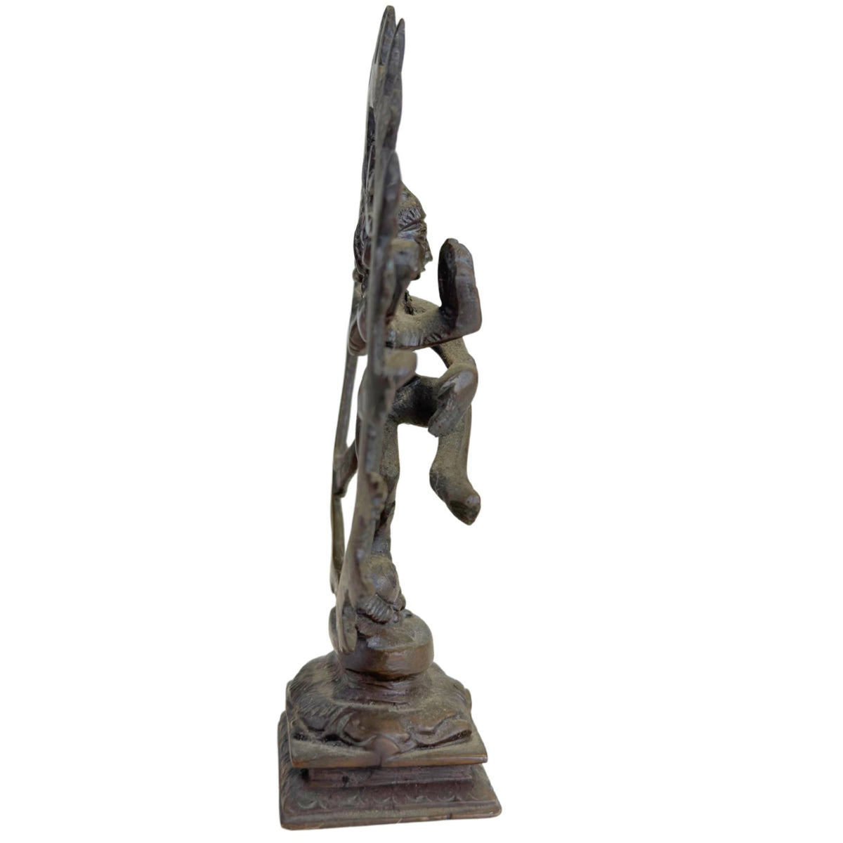Indisches bronzenes Shiva-Statue mit traditionellem Flammenkranz und tanzender Pose