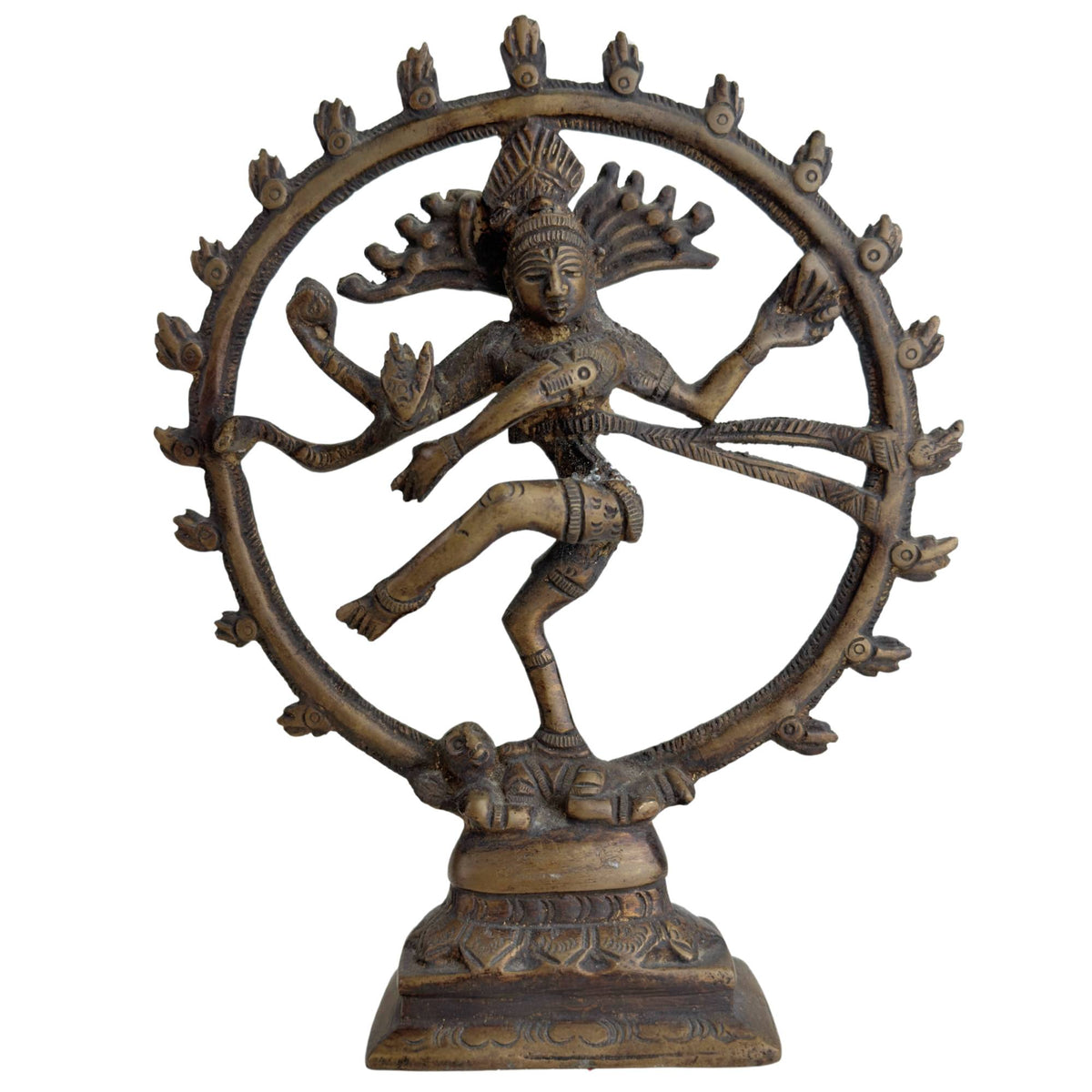 Indischer Shiva Nataraja Statue aus dunklem Bronze mit kosmischer Tanzhaltung
