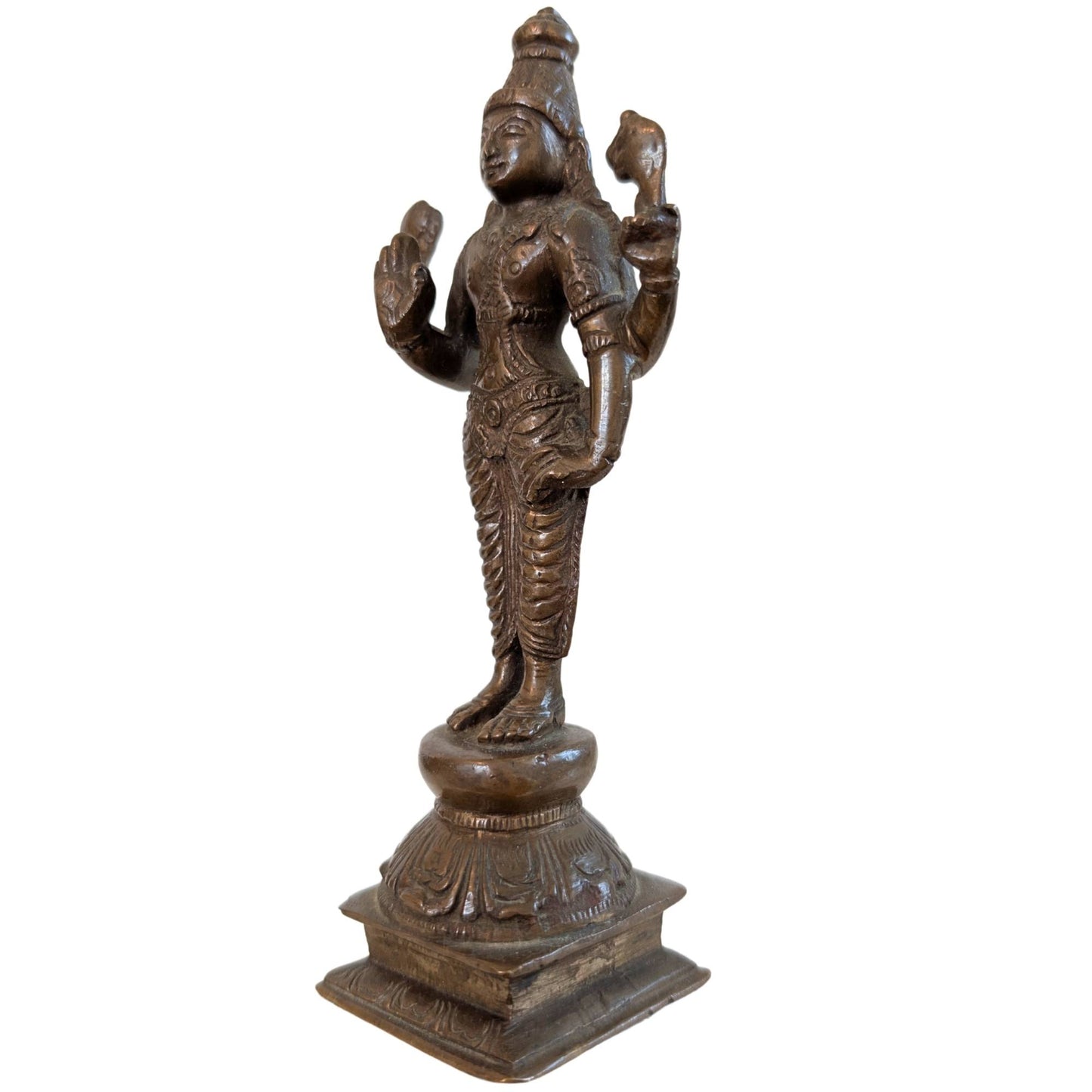 Authentische indische Antiquitäten: Vishnu-Bronze aus dem Jahr 1920.