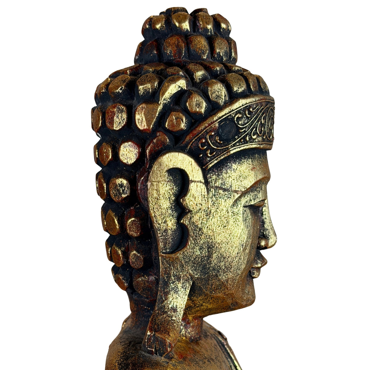 Achteraanzicht van de Indonesische houten Boeddha