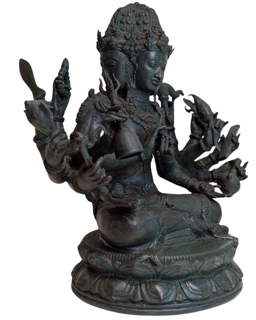Indonesische Brahma-Statue, vergoldete Bronze