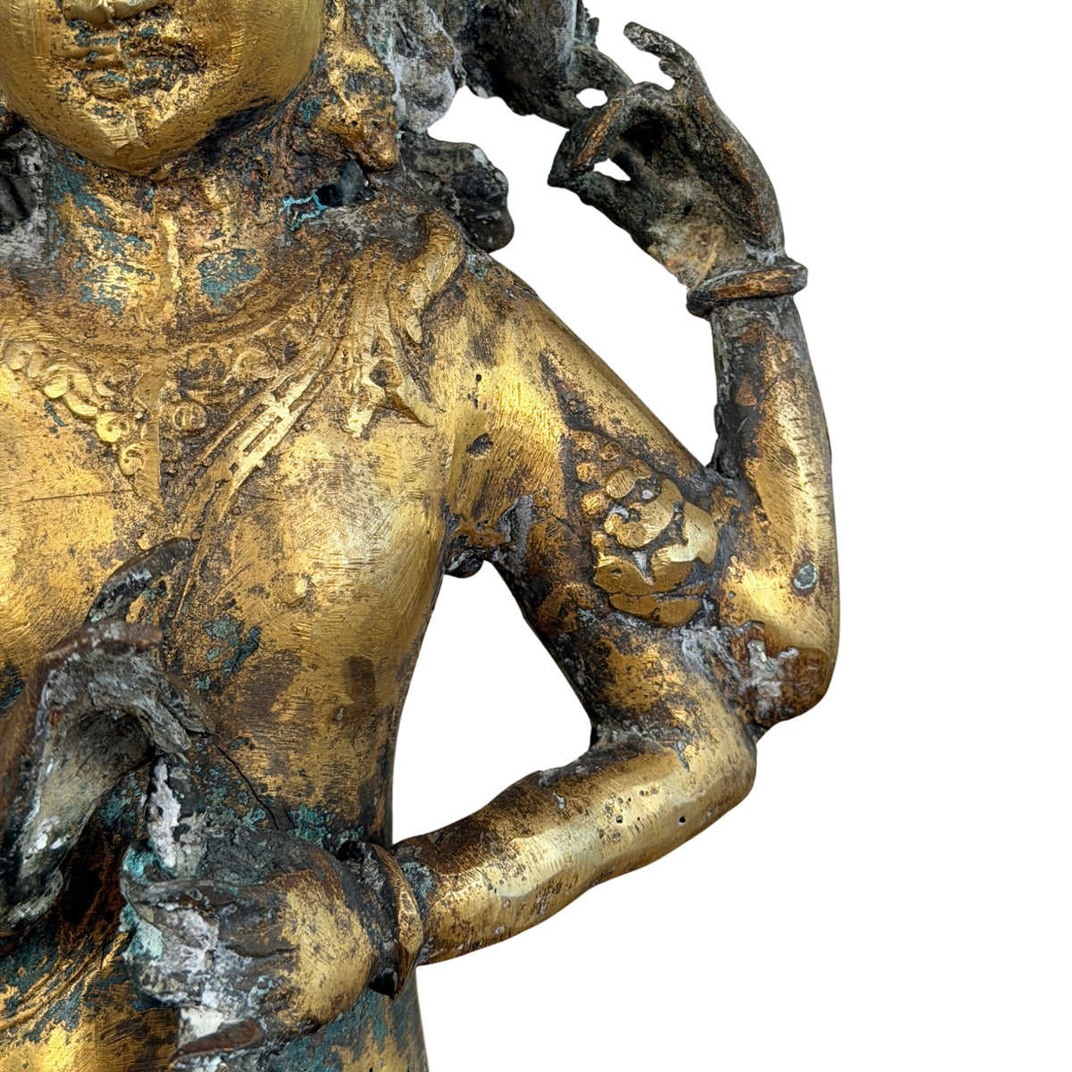 Opgeheven linkerarm en onderste hand, detail