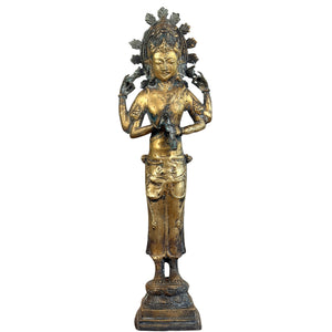 Indonesische vuurvergulde bronzen Avalokiteshvara – 19e eeuw