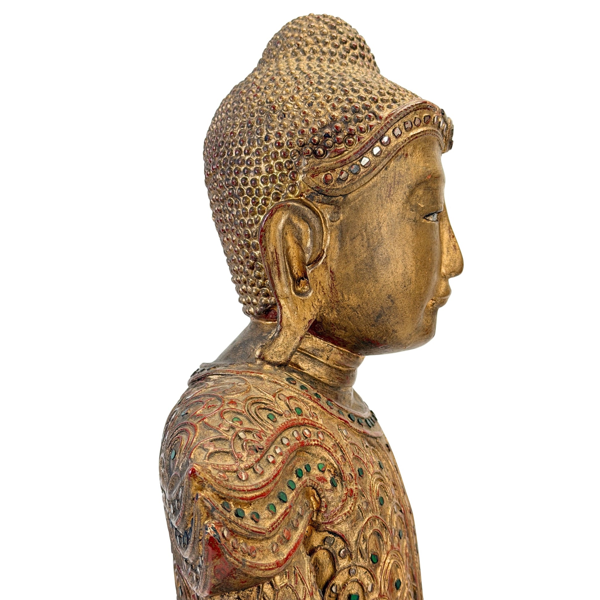 Profildetail des Buddhas mit königlichem Stirnband und Glaseinlagen, SKU 738