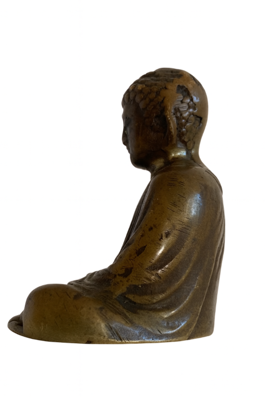 Japanische Buddha-Statue aus Bronze in sitzender Meditationshaltung