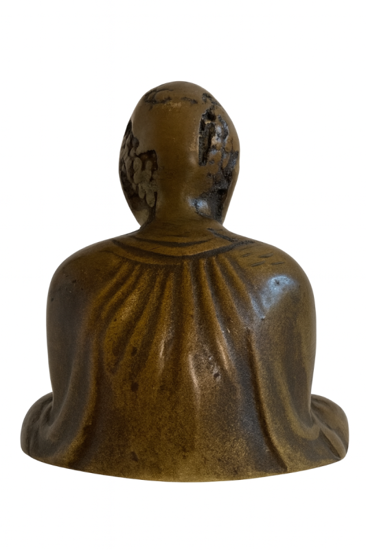 Antike japanische Buddha-Statue aus massiver Bronze, kleine Skulptur