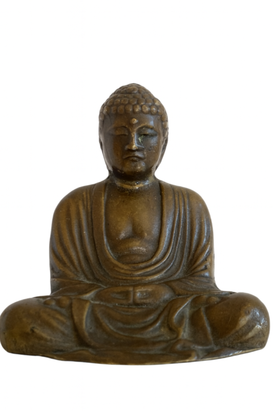 Japanische Buddha-Statue aus massiver Bronze in Meditationspose, 16.-17. Jahrhundert