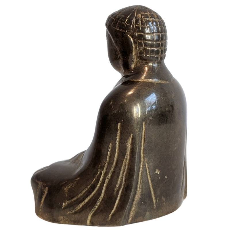 Japanischer Buddha aus Bronze als Haushaltsstatue in Dhyana-Mudra, Japan