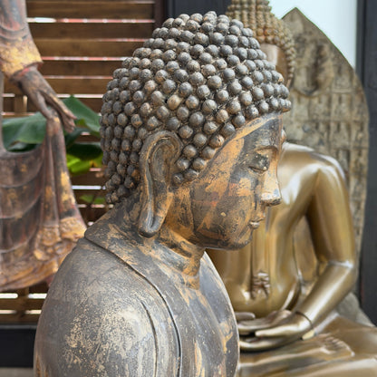 Antiker japanischer bronzener Buddha mit authentischer Ausstrahlung