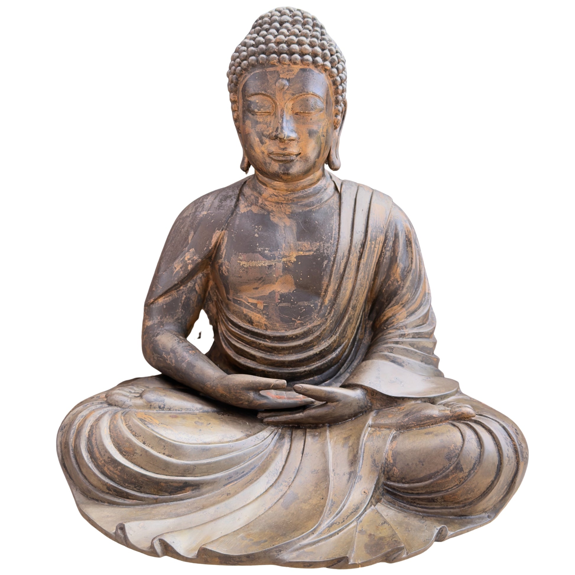 Antieke Japanse bronzen Boeddha ca. 1900 met oorspronkelijke vergulding
