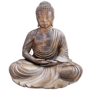 Außergewöhnlicher japanischer Bronze-Buddha mit originaler Vergoldung – Um 1900 – 56 cm