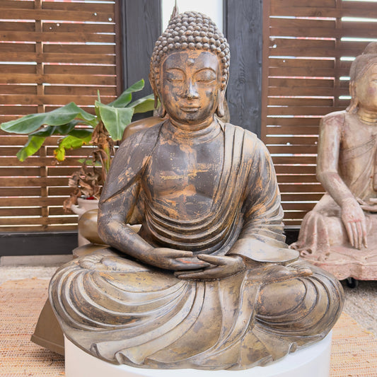 Antiker japanischer bronzener Buddha aus der Meiji‑Periode