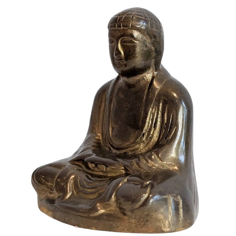 Japanischer Buddha aus Bronze, kompakte Größe, Meditationspose, Japan