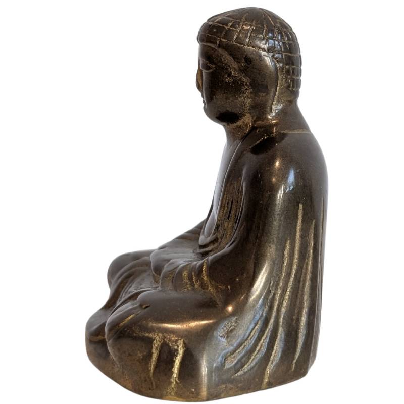 Japanischer Buddha aus Bronze, massiv, in Dhyana Mudra gegossen, Japan