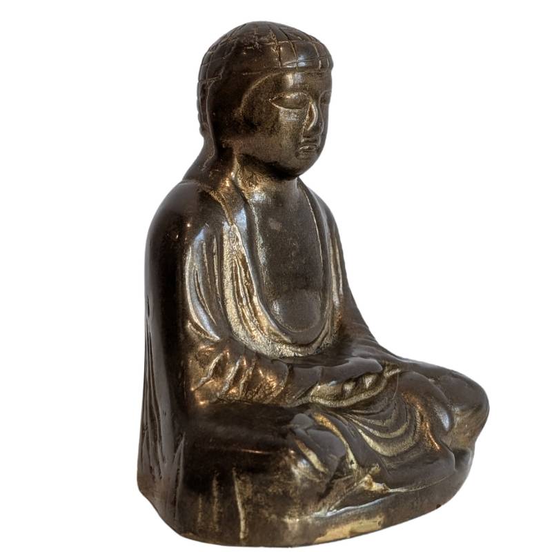 Japanischer Bronze-Buddha in Meditationshaltung (Dhyana Mudra), Bronze, Japan