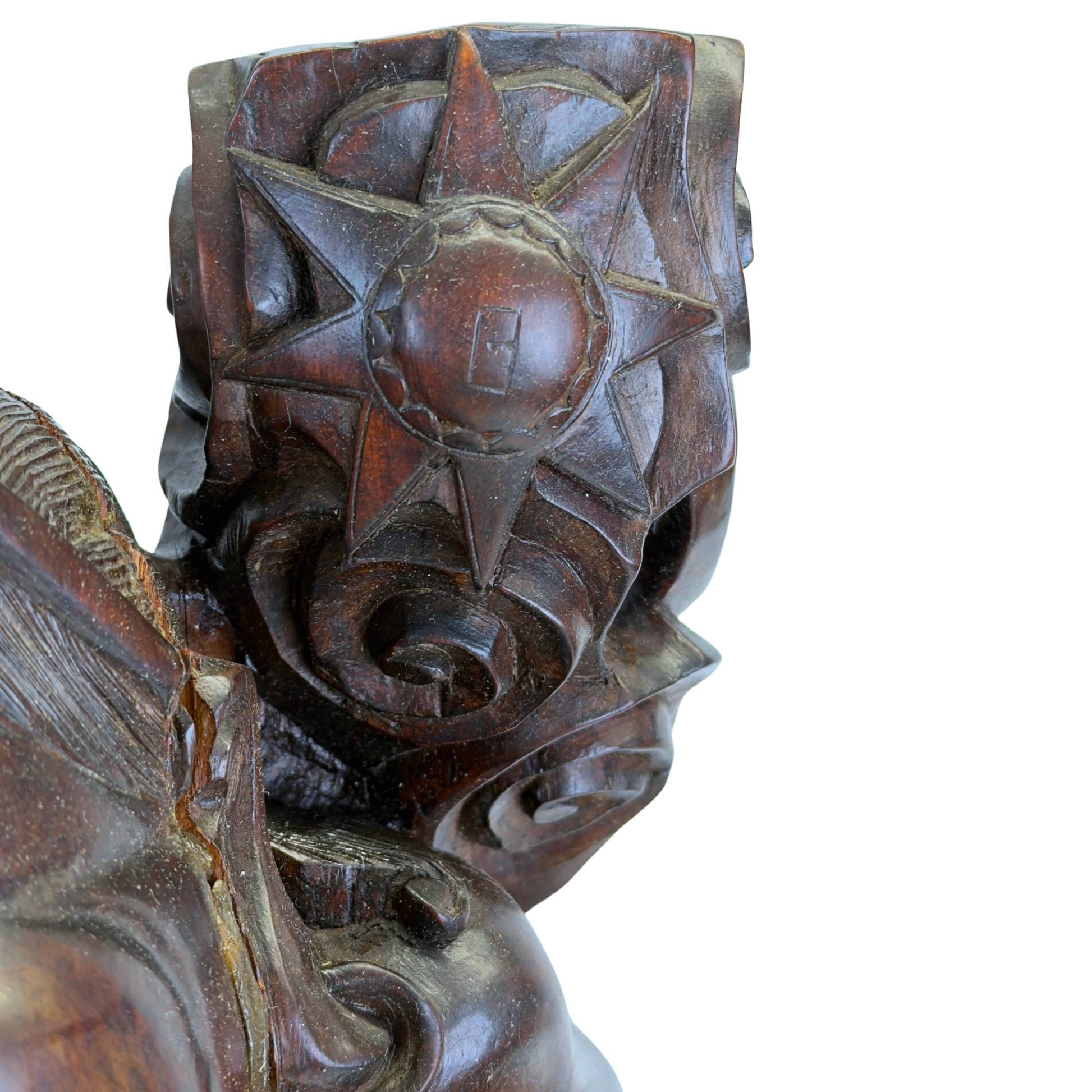 Dekorative Ebisu-Holzstatue für Büro und Arbeitsplatz