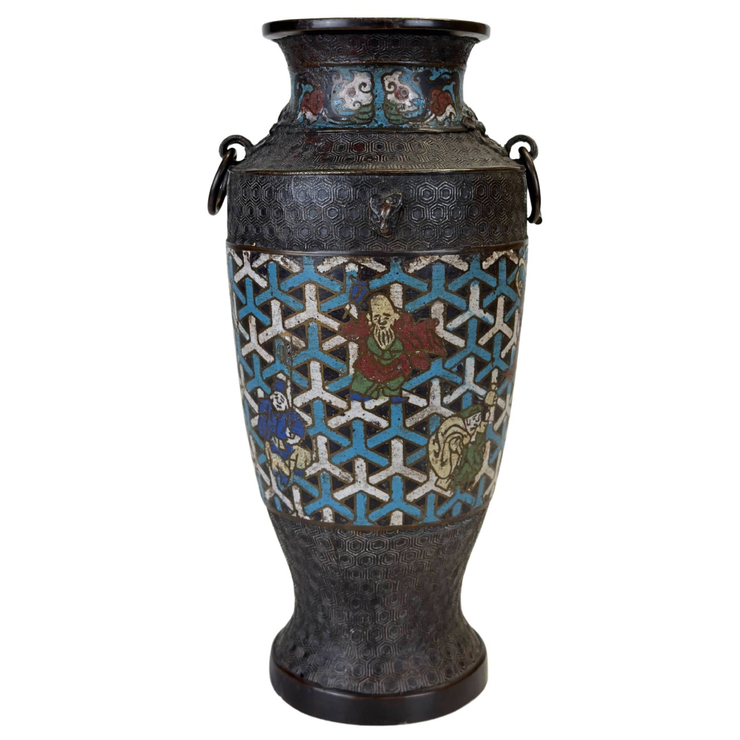 Antike japanische Cloisonné-Vase aus der Meiji-Zeit, ca. 1910.