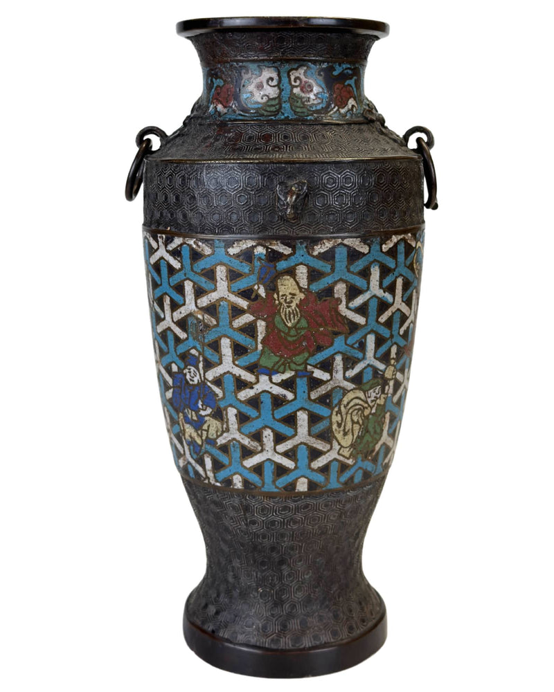 Antike japanische Meiji Cloisonné Vase – Die Acht Unsterblichen – ca. 1910 – 1,8 kg