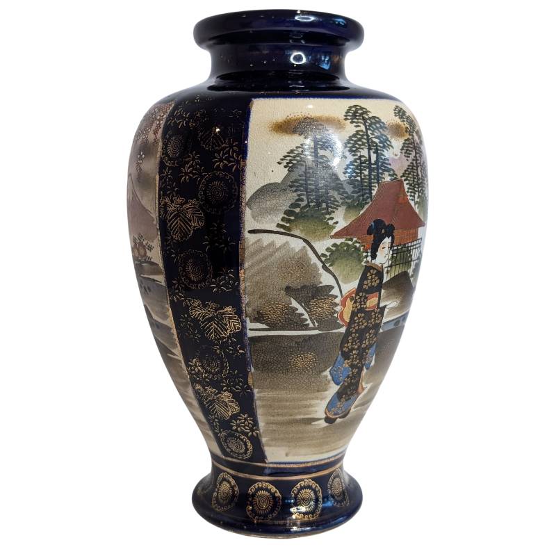 Japan Meiji-Periode Satsuma Vase Emaille Gold Geisha 1stbuddha
